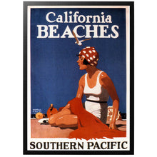 Load image into Gallery viewer, Californian Beaches vintage travel posters with frame
