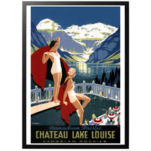 Load image into Gallery viewer, Chateau Lake Louise vintage canadian travel poster with frame
