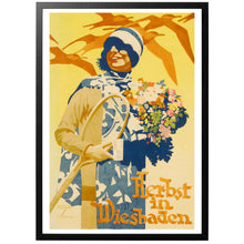 Load image into Gallery viewer, Autumn in Wiesbaden vintage poster with frame

