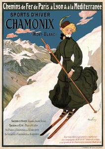Chamonix winter sports vintage poster without frame