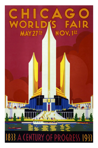 Chicago world's fair vintage travel poster without frame