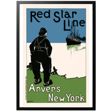 Load image into Gallery viewer, Picture with red star line ship and man
