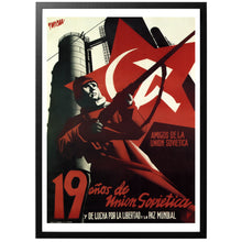 Load image into Gallery viewer, 19 Years of the Soviet Union vintage propaganda poster with frame

