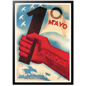 1 Mayo Ataquemos vintage poster with frame
