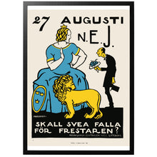 Load image into Gallery viewer, August 27 No Swedish prohibition poster with frame
