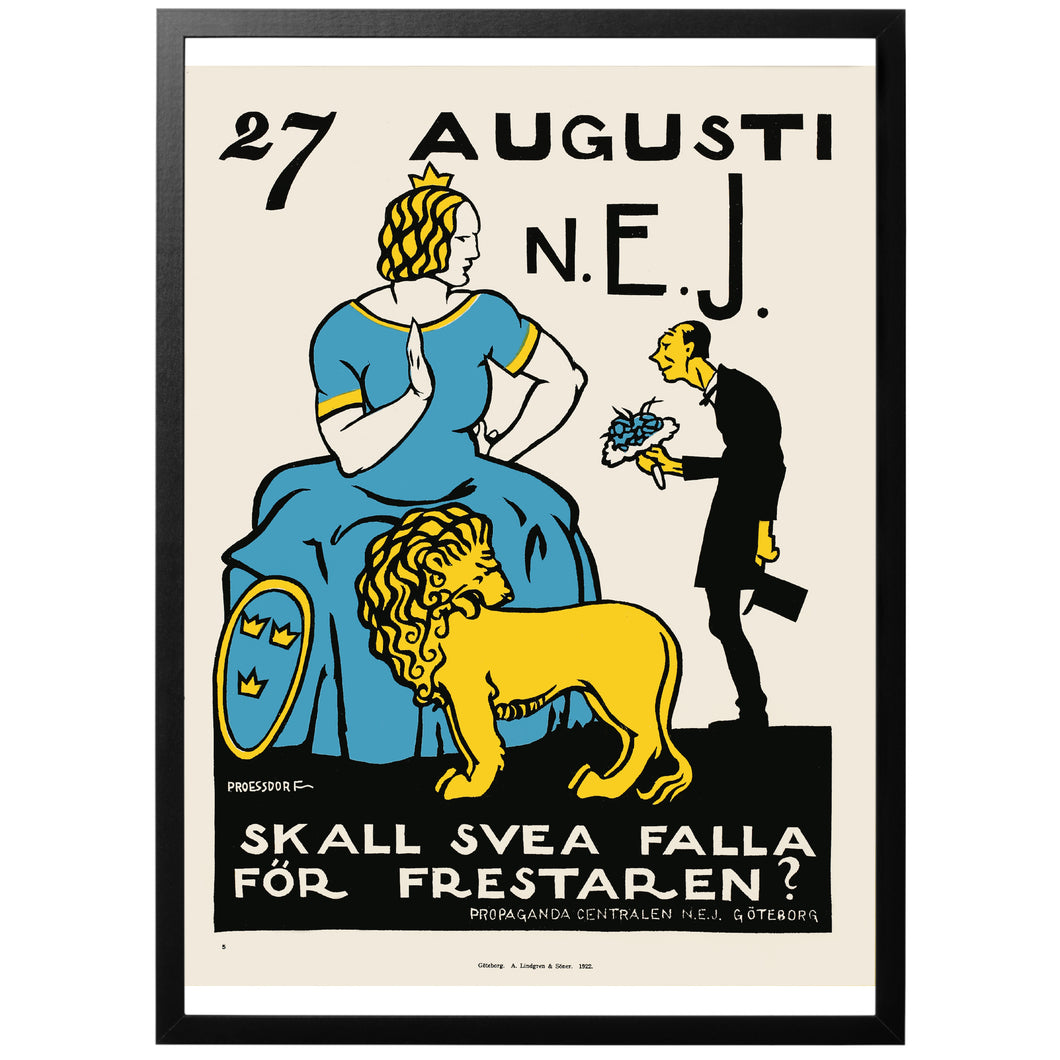 August 27 No Swedish prohibition poster with frame