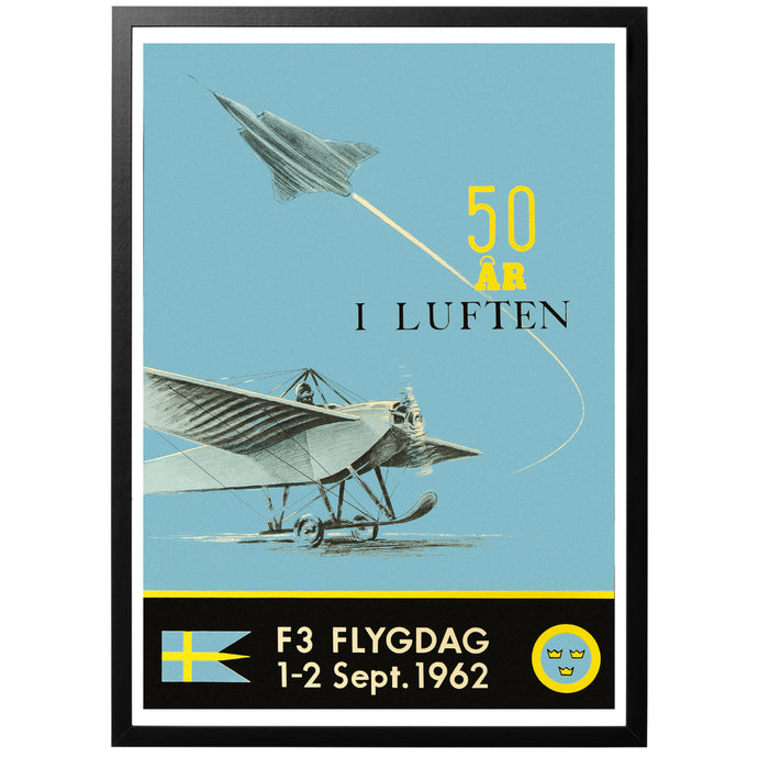 50 Years in the Sky vintage poster with frame