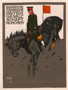 Bavarian Campaign Equestrian Company Munchen Vintage poster without frame