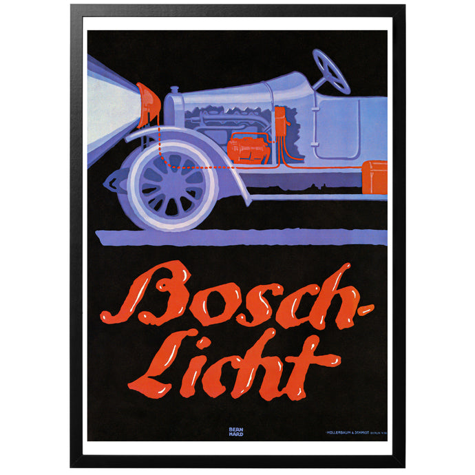 Bosch headlights vintage poster with frame