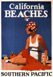 Californian Beaches vintage travel posters without frame