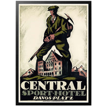 Load image into Gallery viewer, Central sport hotel vintage poster with frame
