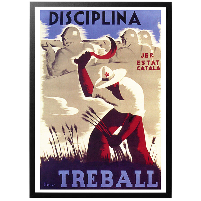 Work discipline vintage poster with frame