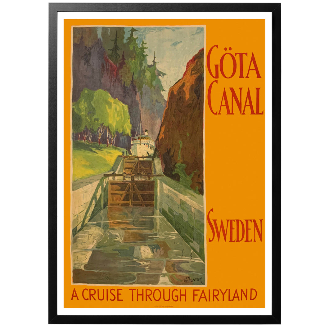Göta Canal Vintage travel poster with frame