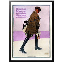 Load image into Gallery viewer, Hermann Scherrer vintage clothing poster with frame
