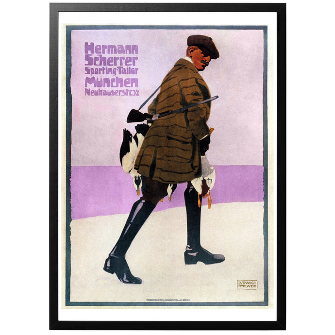 Hermann Scherrer vintage clothing poster with frame
