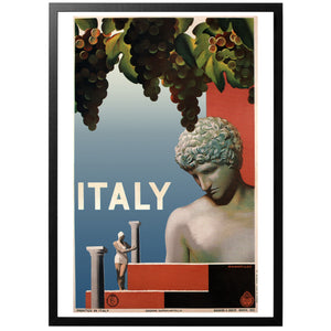 Italy vintage travel poster with frame