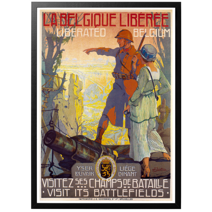 Liberated Belgium vintage poster with frame