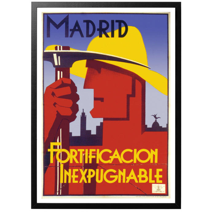 Madrid Fortification vintage poster with frame