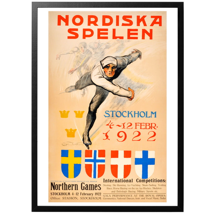 The Nordic Games vintage sports poster with frame