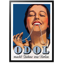 Load image into Gallery viewer, Odol, Makes Teeth Like Pearls vintage poster with frame
