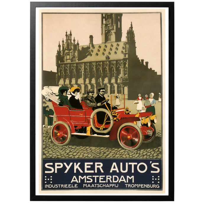 Spyker Cars vintage poster with frame