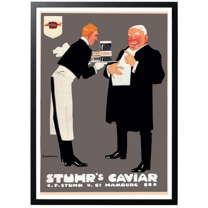 Stuhr's Caviar vintage poster with frame