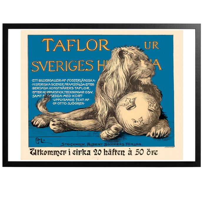Paintings from swedens history vintage poster with frame