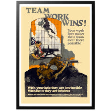 Load image into Gallery viewer, Teamwork wins vintage poster with frame
