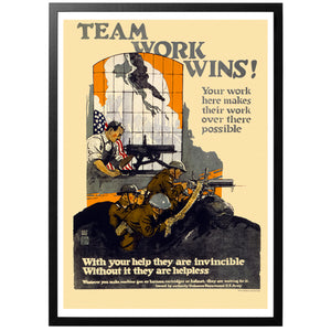 Teamwork wins vintage poster with frame