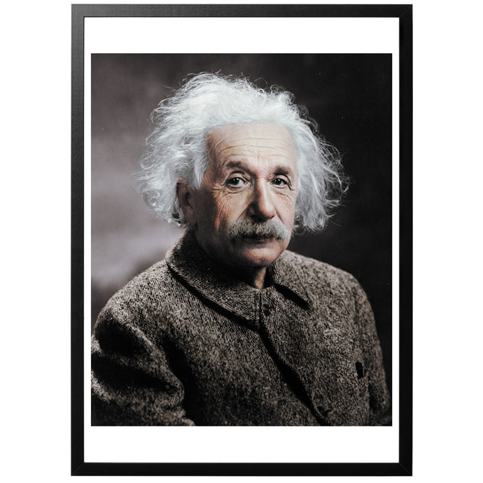 Albert Einstein Photography Colourized with frame