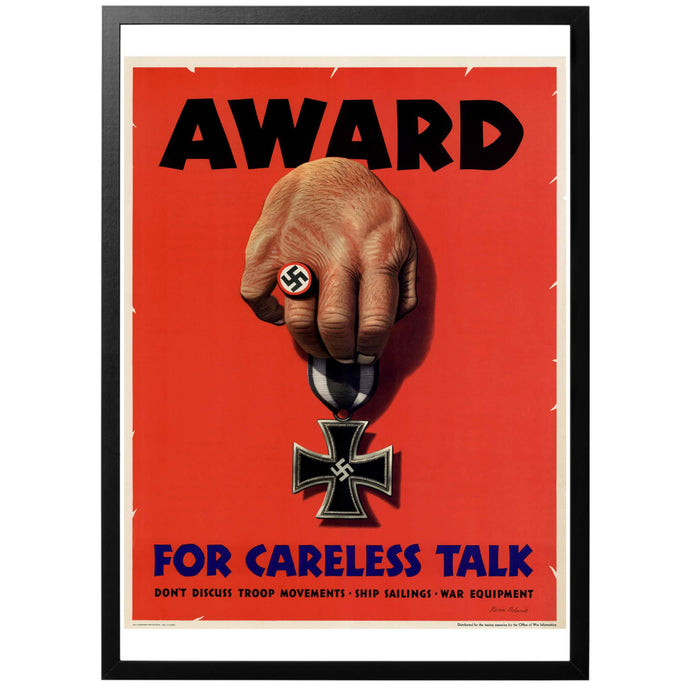 Award for Careless Talk Poster - World War Era