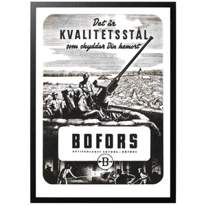 A very rare advertisement(!) for the Swedish weapons producer Bofors, showing of their famous 40 mm automatic anti-air gun. 