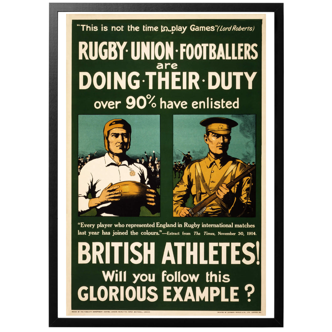 British Athletes! Will you follow this Glorious Example? Poster - World War Era