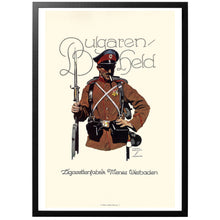 Load image into Gallery viewer, Bulgarian Hero cigarette ad Vintage Poster with frame
