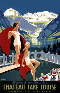 Chateau Lake Louise vintage canadian travel poster without frame