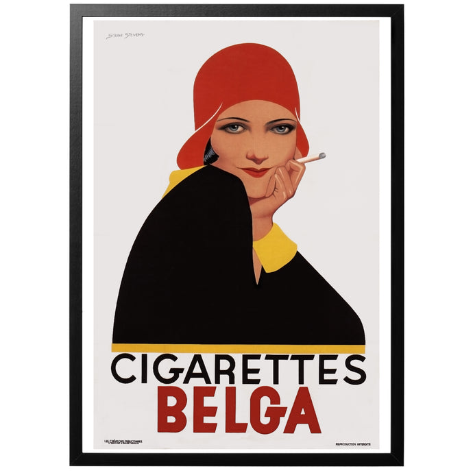 Cigarettes Belga vintage cigarette ad with frame
