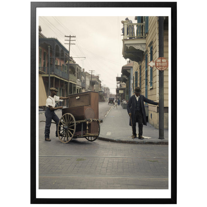 photo showing an organ grinder in New Orleans