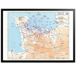 D-day Invasion - War Map Poster - World War Era