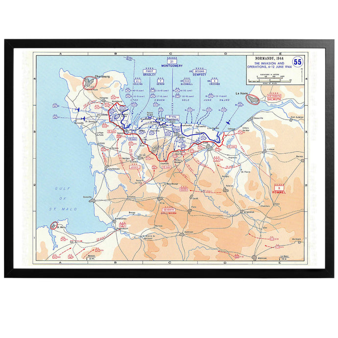 D-day Invasion - War Map Poster - World War Era