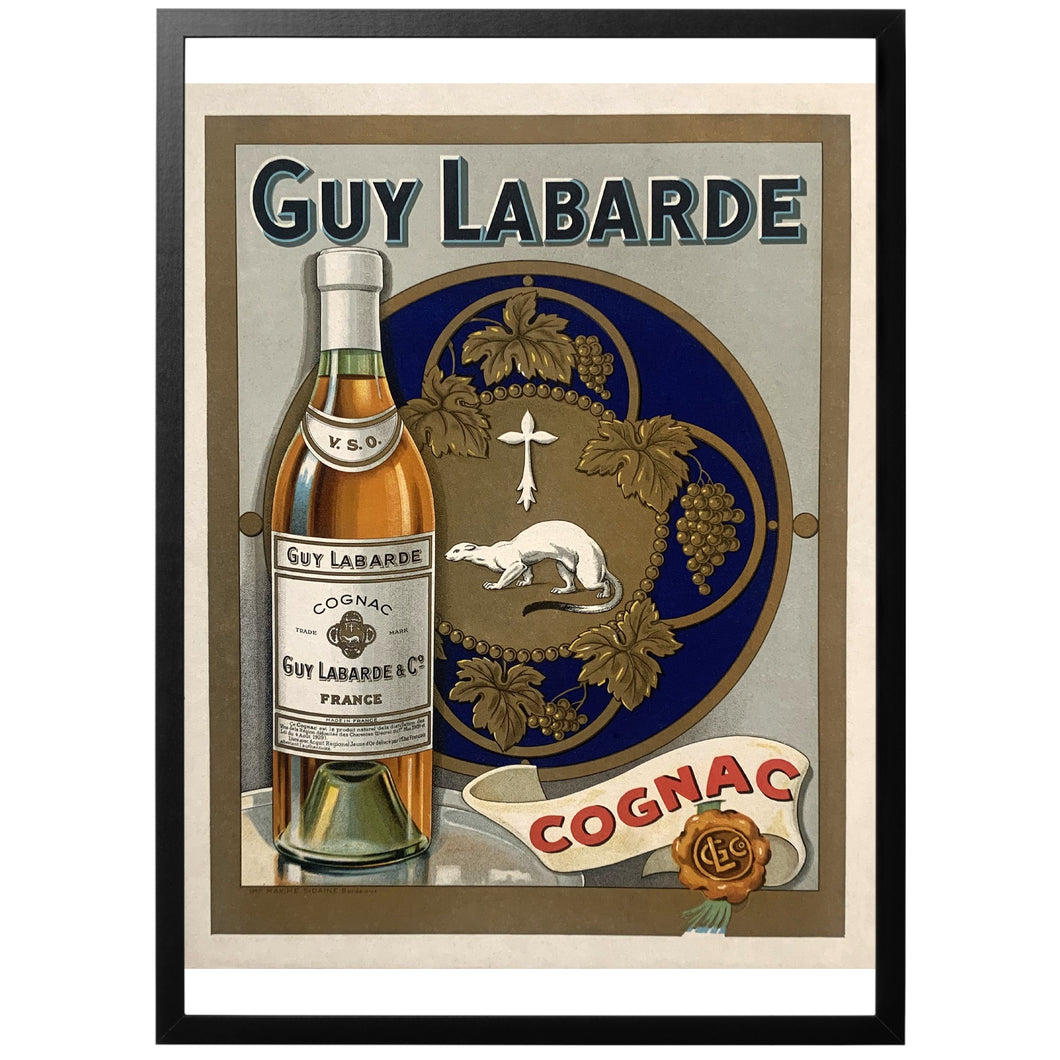 Guy Labarde vintage cognac poster with frame
