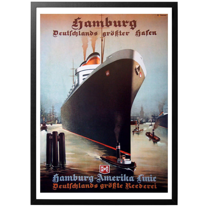 Hamburg - Deutschlands grösster Hafen - HAPAG Poster - World War Era