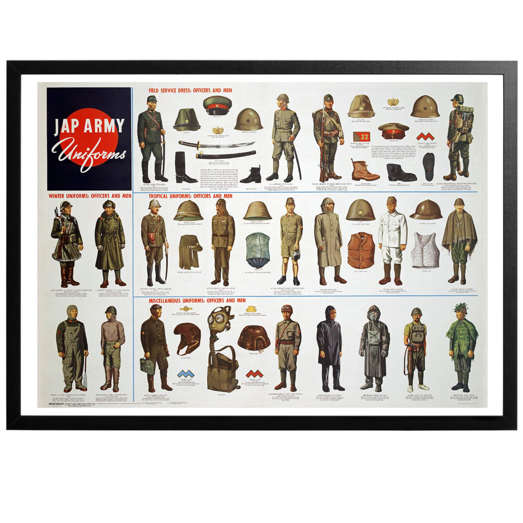 Japanese Uniforms Chart Poster - World War Era