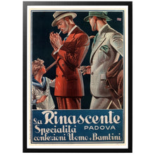 Load image into Gallery viewer, Renässansen vintage italiensk modeaffisch med ram
