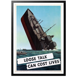 Loose Talk can Cost Lives Boat Poster - World War Era