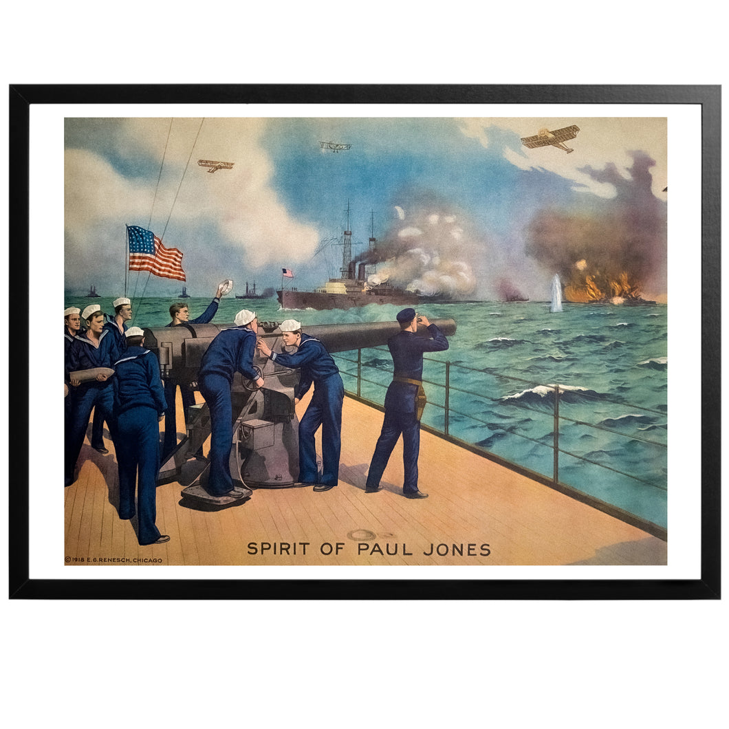 Spirit of Paul Jones vintage poster with frame