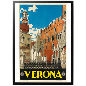 Verona Italy Vintage poster with frame